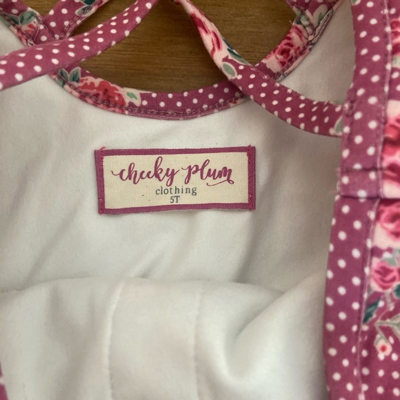 Cheeky Plum cris cross floral mixed print cottage dress 5T - Picture 3 of 5